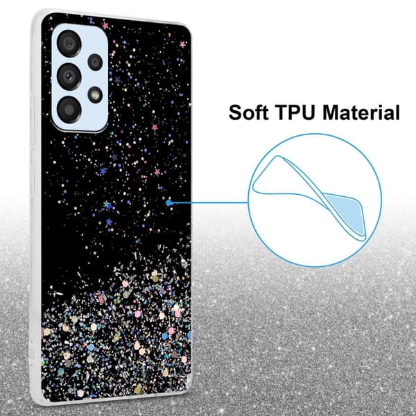 Samsung Galaxy A33 5G Suojakuori Suojakotelo joustavasta TPU-silikonista jossa on kimaltelevaa glitteriä