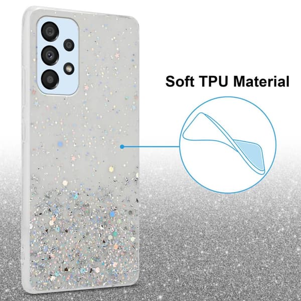 Samsung Galaxy A33 5G Suojakuori Suojakotelo joustavasta TPU-silikonista jossa on kimaltelevaa glitteriä