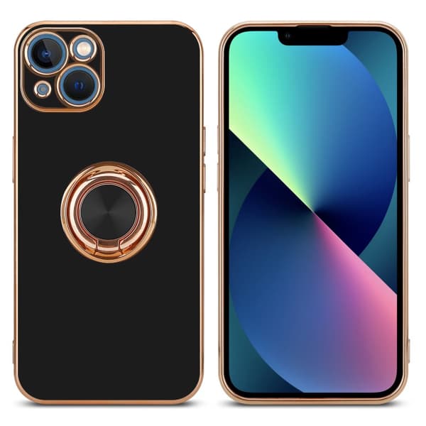 Deksel til iPhone 14 PLUS med ring Etui av fleksibel TPU-silikon, med kamerabeskyttelse magnetisk bilholder