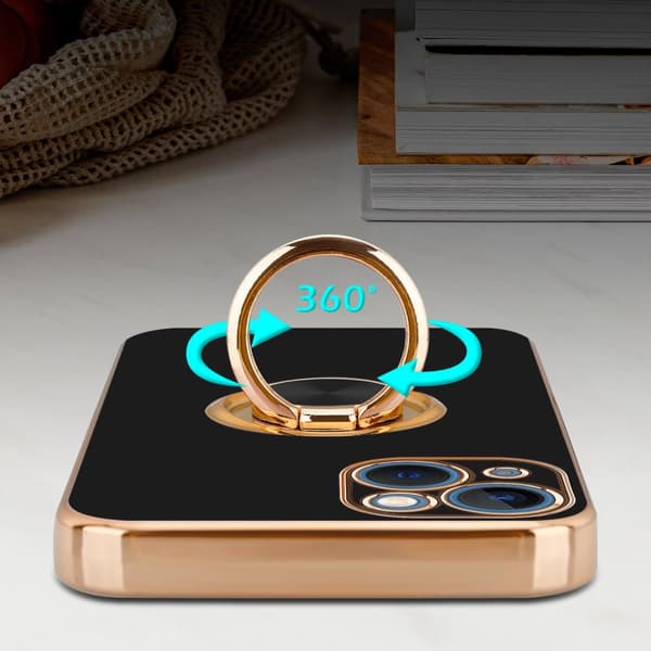 Deksel til iPhone 14 PLUS med ring Etui av fleksibel TPU-silikon, med kamerabeskyttelse magnetisk bilholder