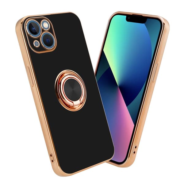 Deksel til iPhone 14 PLUS med ring Etui av fleksibel TPU-silikon, med kamerabeskyttelse magnetisk bilholder