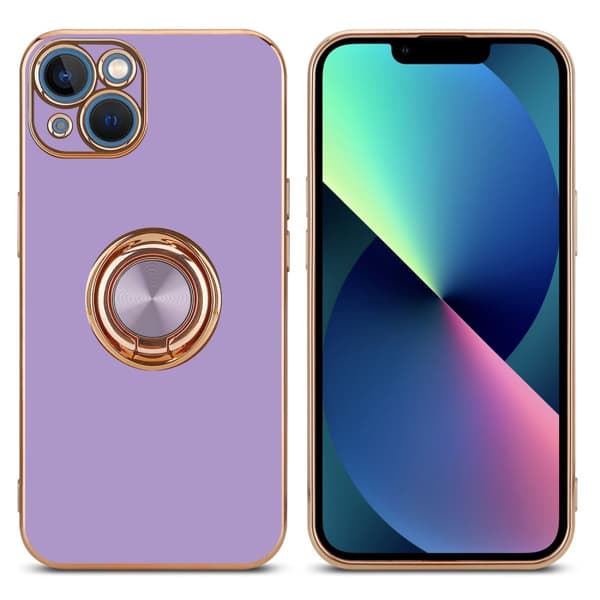 Deksel til iPhone 14 PLUS med ring Etui av fleksibel TPU-silikon, med kamerabeskyttelse magnetisk bilholder