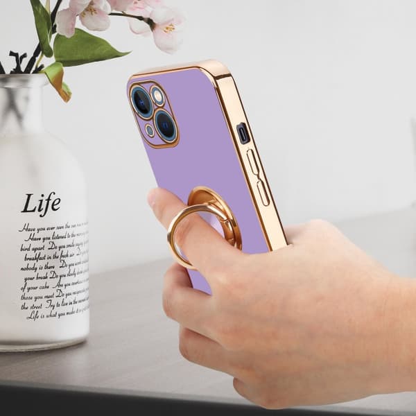 Deksel til iPhone 14 PLUS med ring Etui av fleksibel TPU-silikon, med kamerabeskyttelse magnetisk bilholder