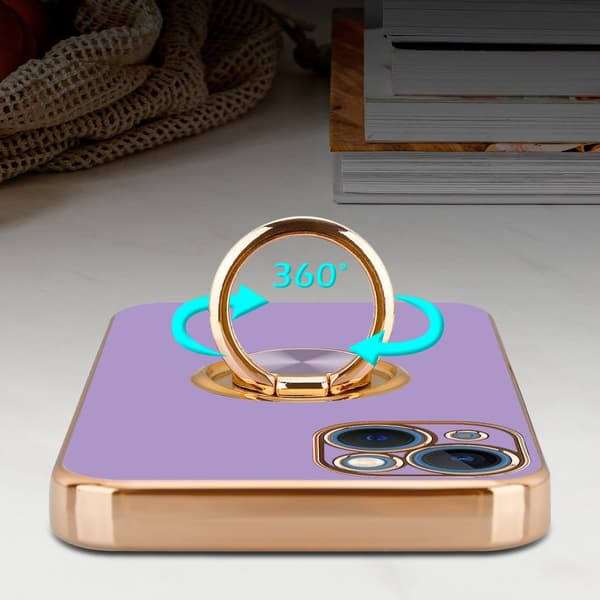 Deksel til iPhone 14 PLUS med ring Etui av fleksibel TPU-silikon, med kamerabeskyttelse magnetisk bilholder
