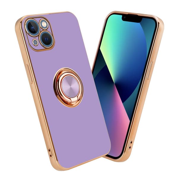 Deksel til iPhone 14 PLUS med ring Etui av fleksibel TPU-silikon, med kamerabeskyttelse magnetisk bilholder
