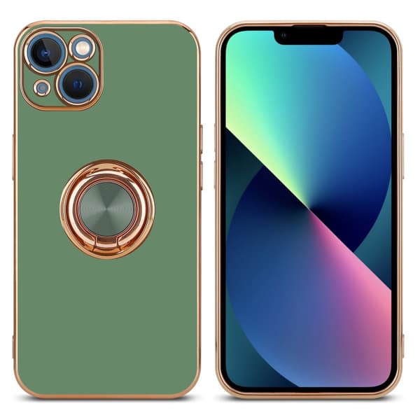 Deksel til iPhone 14 PLUS med ring Etui av fleksibel TPU-silikon, med kamerabeskyttelse magnetisk bilholder