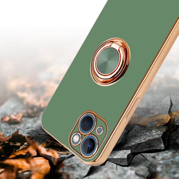 Deksel til iPhone 14 PLUS med ring Etui av fleksibel TPU-silikon, med kamerabeskyttelse magnetisk bilholder
