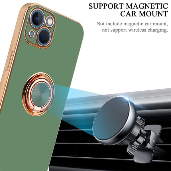Deksel til iPhone 14 PLUS med ring Etui av fleksibel TPU-silikon, med kamerabeskyttelse magnetisk bilholder