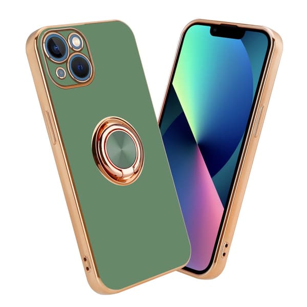 Deksel til iPhone 14 PLUS med ring Etui av fleksibel TPU-silikon, med kamerabeskyttelse magnetisk bilholder