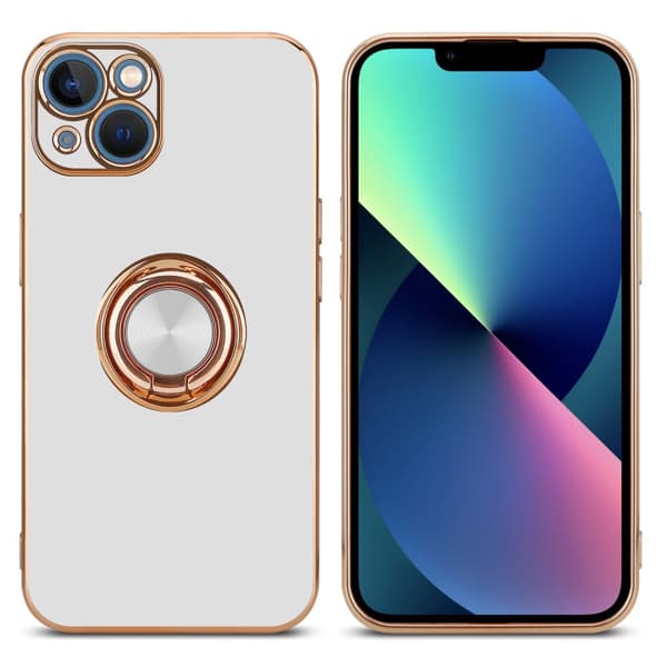 Deksel til iPhone 14 PLUS med ring Etui av fleksibel TPU-silikon, med kamerabeskyttelse magnetisk bilholder