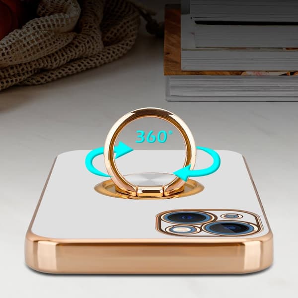 Deksel til iPhone 14 PLUS med ring Etui av fleksibel TPU-silikon, med kamerabeskyttelse magnetisk bilholder