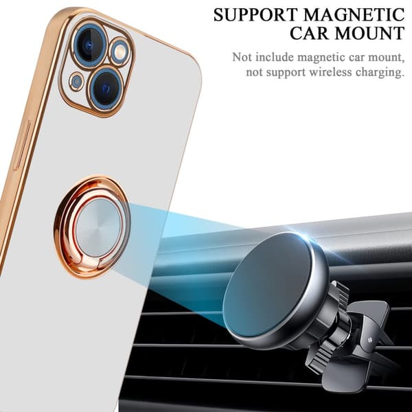 Deksel til iPhone 14 PLUS med ring Etui av fleksibel TPU-silikon, med kamerabeskyttelse magnetisk bilholder