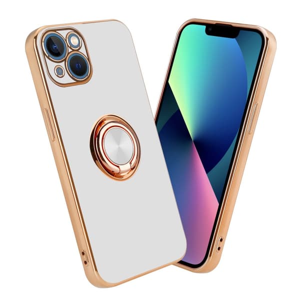 Deksel til iPhone 14 PLUS med ring Etui av fleksibel TPU-silikon, med kamerabeskyttelse magnetisk bilholder