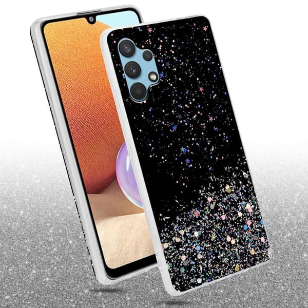 Samsung Galaxy A32 4G Suojakuori Suojakotelo joustavasta TPU-silikonista jossa on kimaltelevaa glitteriä
