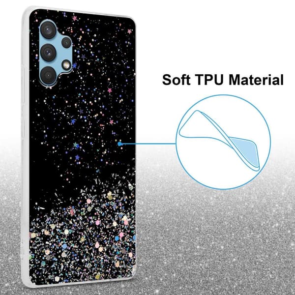 Samsung Galaxy A32 4G Suojakuori Suojakotelo joustavasta TPU-silikonista jossa on kimaltelevaa glitteriä