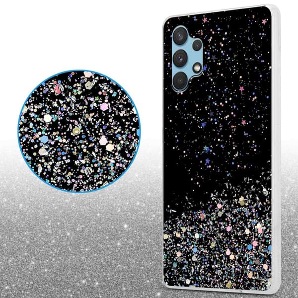 Samsung Galaxy A32 4G Suojakuori Suojakotelo joustavasta TPU-silikonista jossa on kimaltelevaa glitteriä