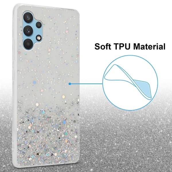 Samsung Galaxy A32 4G Suojakuori Suojakotelo joustavasta TPU-silikonista jossa on kimaltelevaa glitteriä