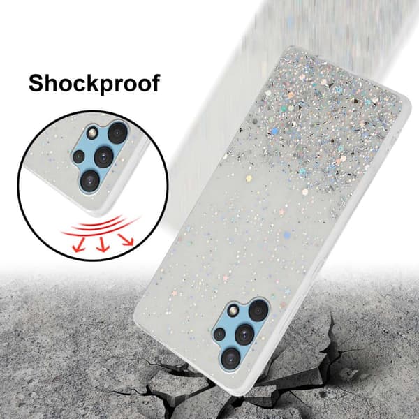Samsung Galaxy A32 4G Suojakuori Suojakotelo joustavasta TPU-silikonista jossa on kimaltelevaa glitteriä