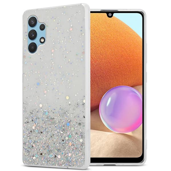 Samsung Galaxy A32 4G Suojakuori Suojakotelo joustavasta TPU-silikonista jossa on kimaltelevaa glitteriä