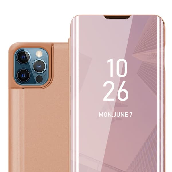 Etui for iPhone 13 Deksel Clear View Mirror Beskyttelsesetui med stativfunksjon 360 graders beskyttelse