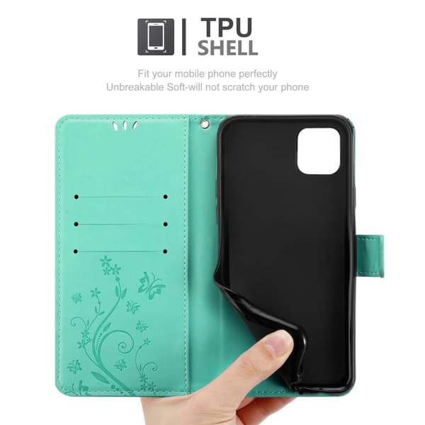 iPhone 13 Skal Fodral i blomdesign Mobilskydd Case Cover med magnetisk stängning, ståfunktion och kortplatser