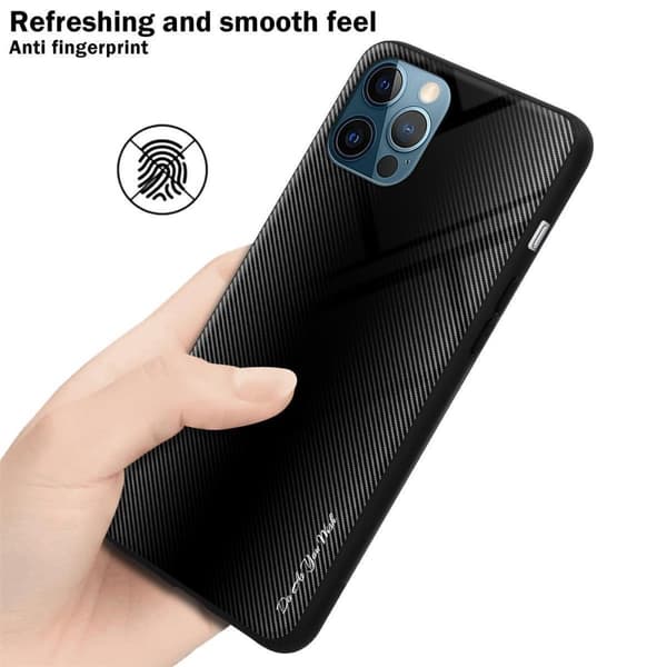 Deksel til iPhone 13 Stripe optics Silikondeskel laget av TPU-silikon og bakside av herdet glass