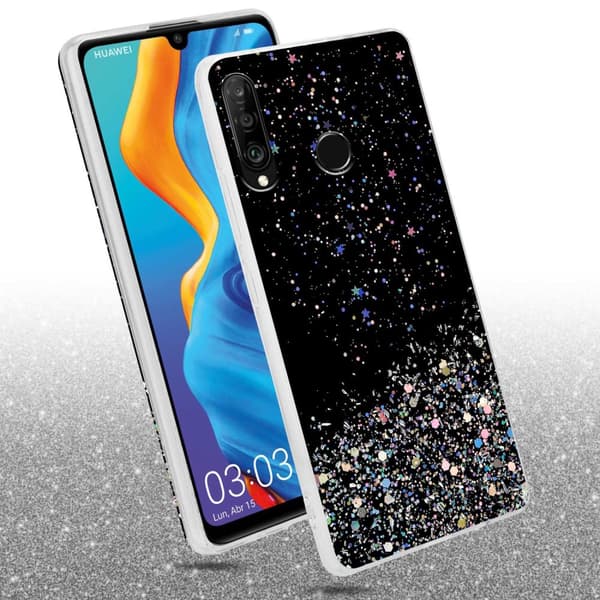 Huawei P30 LITE Skal Fodral Case Cover av flexibelt TPU-silikon med glittrande glitter