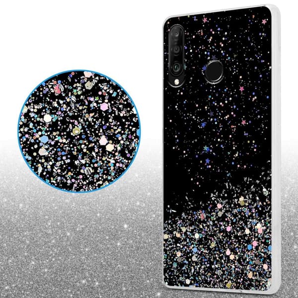 Huawei P30 LITE Skal Fodral Case Cover av flexibelt TPU-silikon med glittrande glitter