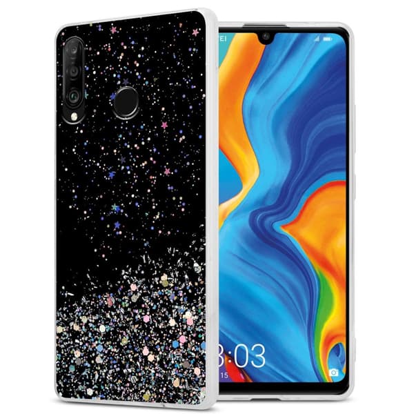 Huawei P30 LITE Skal Fodral Case Cover av flexibelt TPU-silikon med glittrande glitter