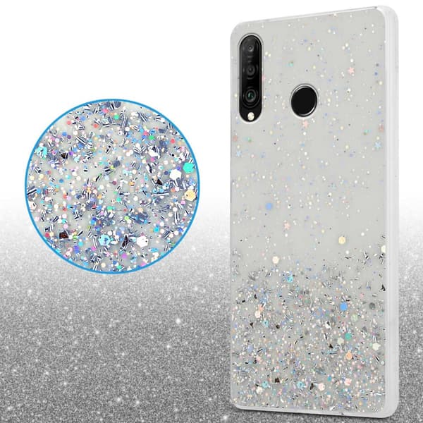 Huawei P30 LITE Skal Fodral Case Cover av flexibelt TPU-silikon med glittrande glitter