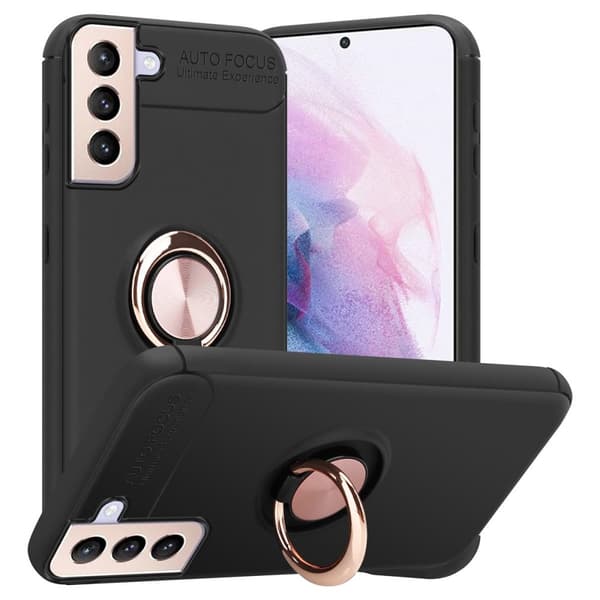 Samsung Galaxy S21 PLUS Skal Skyddsfodral Fodral med fokusring av TPU-silikon SVART - ROSE GULD