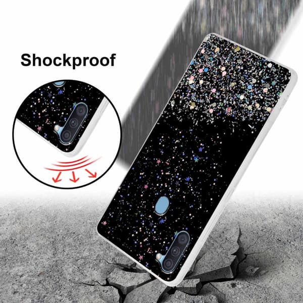 Samsung Galaxy A11 / M11 Suojakuori Suojakotelo joustavasta TPU-silikonista jossa on kimaltelevaa glitteriä