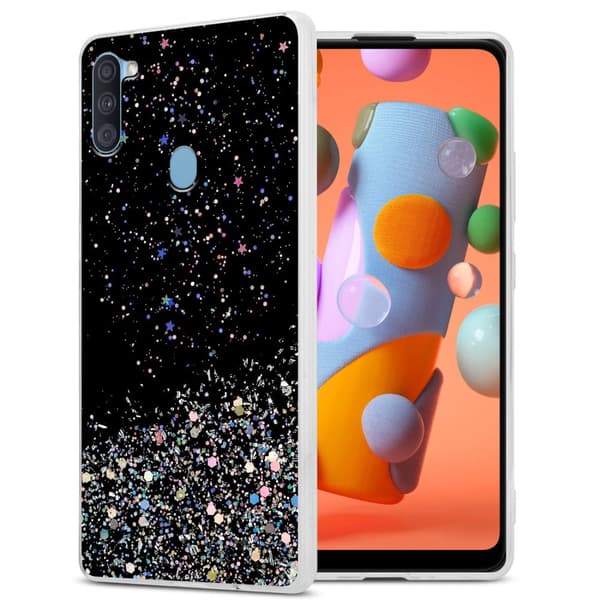 Samsung Galaxy A11 / M11 Suojakuori Suojakotelo joustavasta TPU-silikonista jossa on kimaltelevaa glitteriä