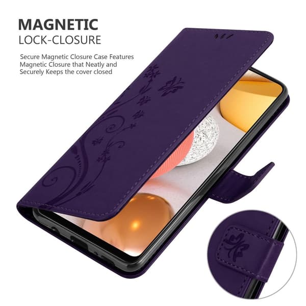 Deksel til Samsung Galaxy A42 5G / M42 5G Lommebokdeksel i blomster design med magnetisk lukking, stativfunksjon og kortplasser
