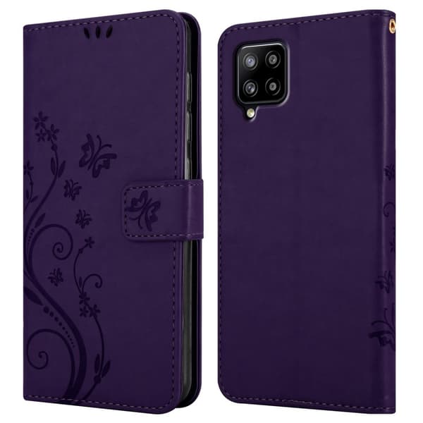 Deksel til Samsung Galaxy A42 5G / M42 5G Lommebokdeksel i blomster design med magnetisk lukking, stativfunksjon og kortplasser