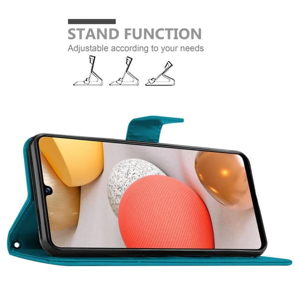 Deksel til Samsung Galaxy A42 5G / M42 5G Lommebokdeksel i blomster design med magnetisk lukking, stativfunksjon og kortplasser