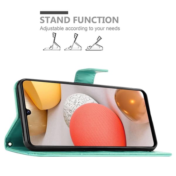 Deksel til Samsung Galaxy A42 5G / M42 5G Lommebokdeksel i blomster design med magnetisk lukking, stativfunksjon og kortplasser