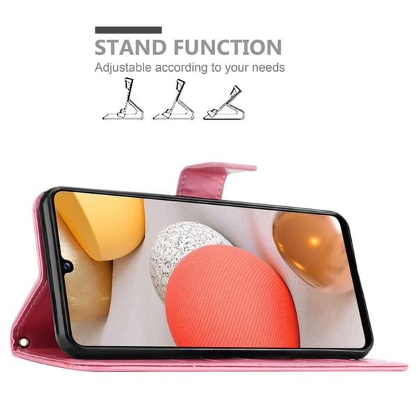 Deksel til Samsung Galaxy A42 5G / M42 5G Lommebokdeksel i blomster design med magnetisk lukking, stativfunksjon og kortplasser