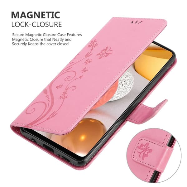 Deksel til Samsung Galaxy A42 5G / M42 5G Lommebokdeksel i blomster design med magnetisk lukking, stativfunksjon og kortplasser