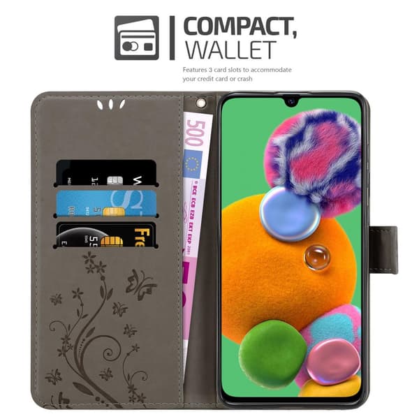 Deksel til Samsung Galaxy A90 5G Lommebokdeksel i blomster design med magnetisk lukking, stativfunksjon og kortplasser