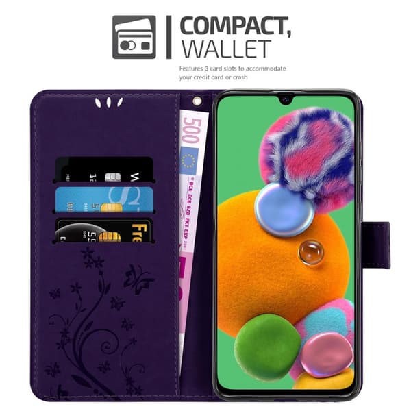 Deksel til Samsung Galaxy A90 5G Lommebokdeksel i blomster design med magnetisk lukking, stativfunksjon og kortplasser