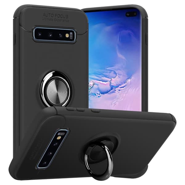 Samsung Galaxy S10 PLUS Skal Skyddsfodral Fodral med fokusring av TPU-silikon SVART - GRÅ