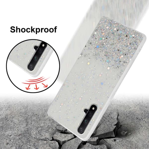 Honor 20 / 20S / Huawei NOVA 5T Skal Fodral Case Cover av flexibelt TPU-silikon med glittrande glitter