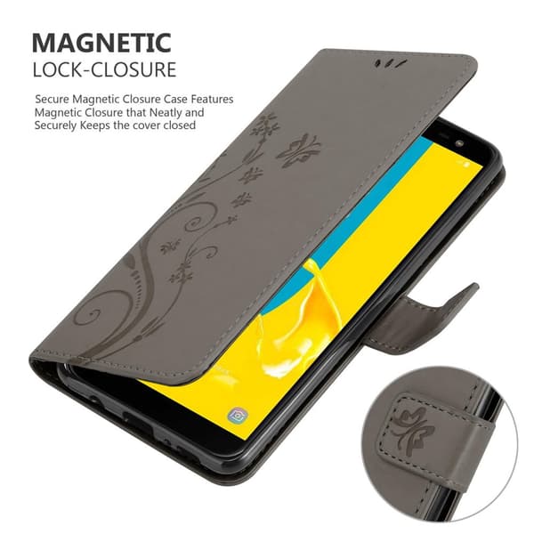 Deksel til Samsung Galaxy J6 2018 Lommebokdeksel i blomster design med magnetisk lukking, stativfunksjon og kortplasser