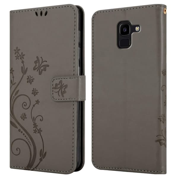 Deksel til Samsung Galaxy J6 2018 Lommebokdeksel i blomster design med magnetisk lukking, stativfunksjon og kortplasser
