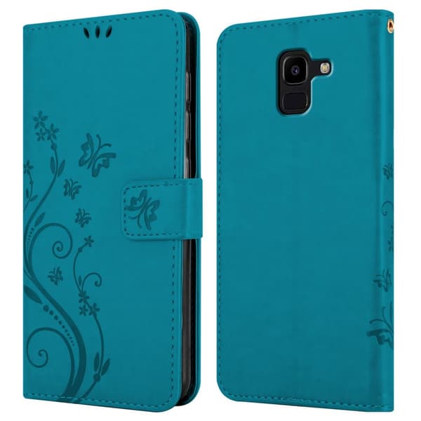 Deksel til Samsung Galaxy J6 2018 Lommebokdeksel i blomster design med magnetisk lukking, stativfunksjon og kortplasser
