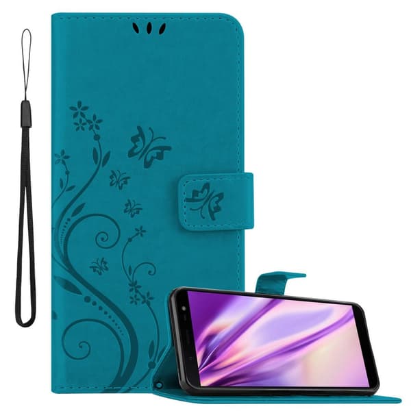 Deksel til Samsung Galaxy J6 2018 Lommebokdeksel i blomster design med magnetisk lukking, stativfunksjon og kortplasser