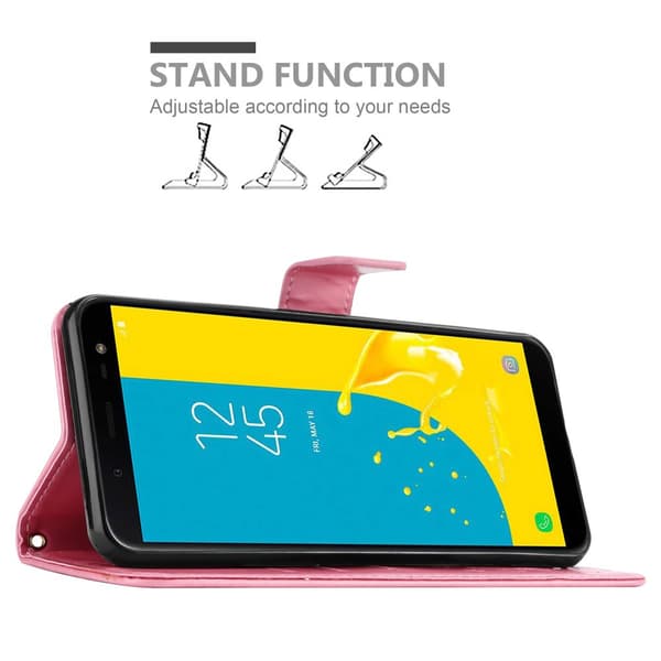 Deksel til Samsung Galaxy J6 2018 Lommebokdeksel i blomster design med magnetisk lukking, stativfunksjon og kortplasser