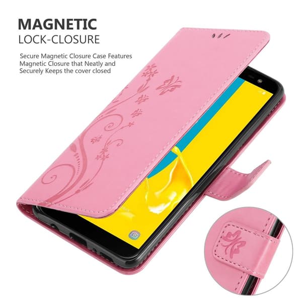 Deksel til Samsung Galaxy J6 2018 Lommebokdeksel i blomster design med magnetisk lukking, stativfunksjon og kortplasser
