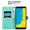 Miniatyrbilde 3 av 8: Deksel til Samsung Galaxy J6 2018 Lommebokdeksel i blomster design med magnetisk lukking, stativfunksjon og kortplasser